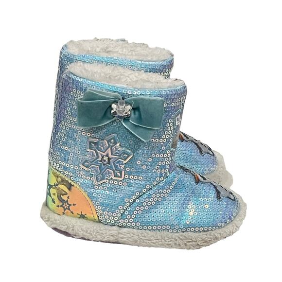 Boots Kids Frozen Toddler Girls Slipper Bootie, Size 7-8 Color Blue - Picture 3 of 7